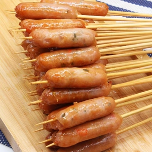 葱爆香肠小串把把串麻辣香锅铁板油炸烧烤商用半成品100根一口肠