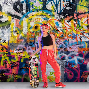 欧美街头个性涂鸦壁纸嘻哈街舞舞蹈室壁画网红健身房网咖装修墙纸