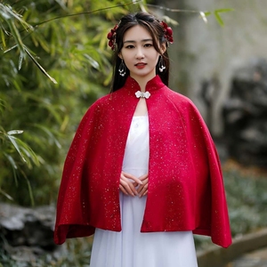 新款立领小披肩搭配旗袍古装汉服百搭短外套罩衫复古港味坎肩斗篷