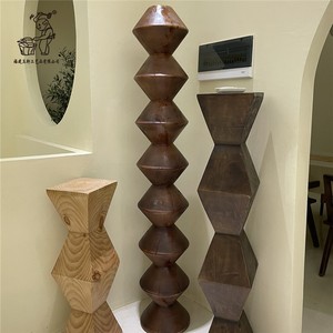 纯实木柱子北欧原木木雕落地摆件样板房民宿酒店玄关装饰艺术装置