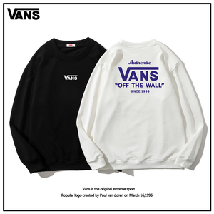 万斯vans秋冬季加绒加厚宽松潮牌卫衣男女同款情侣装休闲圆领上衣