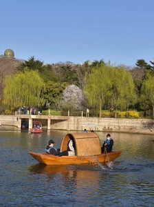 定制吊顶小木船渔船实木仿古乌篷船复古餐饮船景观装饰船影视道具