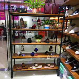 鞋店鞋架展示架高档女鞋童鞋货架复古实木落地架包包架置物架陈列
