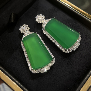 绿玉髓无事牌吊坠女纯银帝王绿冰种新中式绿色项链绿宝石媲美翡翠