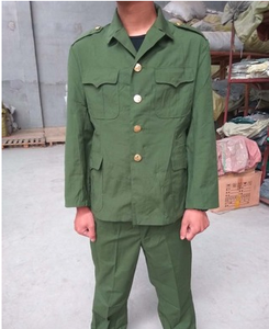 老式87夏常服的确良套装 老式装军绿色的良上衣裤子套装
