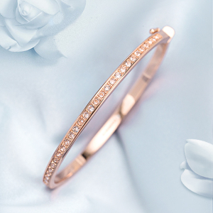 官网小ck手镯女镶蓝钻18k简约水晶玫瑰金活口可调节手环专柜正品