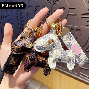 适用lv拆包小马挂件老花皮质马上有钱钥匙扣女创意汽车精致礼品