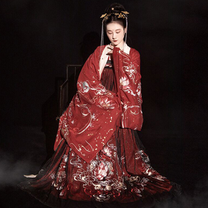 【可分期】清欢纪原创红莲业火重工刺绣汉服女款齐胸襦裙6米下