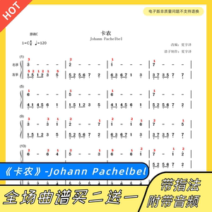 98紫之叶90淘宝卡农d大调 原版乐谱 高清带指法钢琴谱五线谱18人