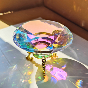 【尾货处理】8厘米水晶摆件七彩玻璃钻石宝石模型彩虹制造微瑕疵