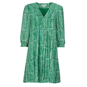 FREEMAN T.PORTER女装时尚V领连衣裙气质款短裙绿色2024夏季新款
