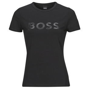 Hugo Boss女装简约字母印花百搭透气吸汗短袖T恤黑色2024夏季新款