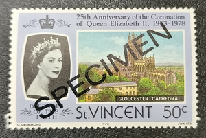 圣文森特1978年英女王登基25周年（加印样票）1枚不全