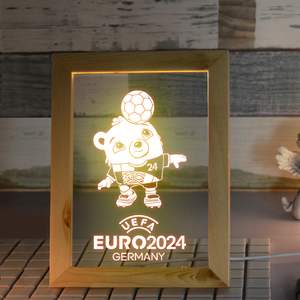 2024欧洲杯装饰足球德国葡萄牙队球迷周边纪念品摆件相框灯定制