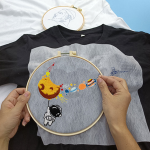 nike刺绣手工diy材料包t恤情侣自绣衣服图案送男友礼物宇航员耐克