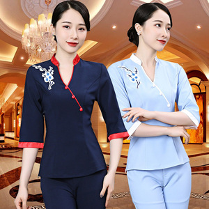 技师工作服2018新款女spa养生馆足浴足疗沐足工衣服装