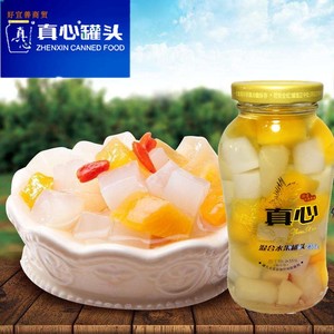 真心罐头什锦罐头玻璃瓶小瓶248g正品办公室零食即食五瓶包邮
