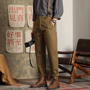 文艺复古英伦风背带裤男中世纪绅士民国风调酒师发型师演出服穿搭