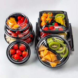 一次性水果盒双拼果切盒网红高端六拼透明圆形单格盘水果捞打包盒