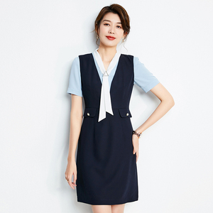 职业装连衣裙夏工作服幼儿园教师售楼部珠宝店前台4s店连衣裙工装