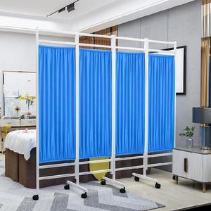 加厚病房检查室折叠床妇科化妆间铁框架屏风医用推拿隔断帘蓝色