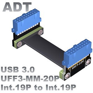 USB3.0接口扩展延长转接线19P/20P主板前置后置弯角带螺丝孔 ADT