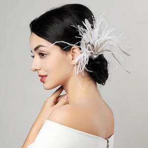 盖茨比复古白色羽毛发夹新娘伴娘舞台表演酒会晚宴会礼服头饰发饰