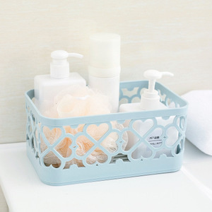 创意塑料镂空桌面杂物化妆品整理收纳盒洗手间浴室台面沥水储物盒