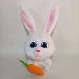 兔年白色雪球抱胡萝卜白色长耳兔兔子公仔毛绒玩具圣诞节抓机礼品