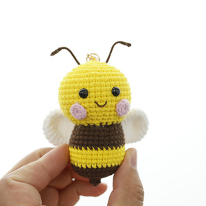创意手工钩织蜜蜂玩偶 精美毛线针织小挂件 可爱小蜜蜂卡通挂饰品