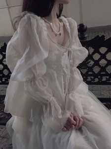 白色连衣裙蕾丝仙女气质2021新款宽松过膝大摆长裙脚踝仙气森