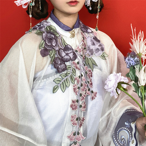 紫藤国色·紫 重工刺绣云肩流苏明制汉服配饰领子汉元素紫藤花