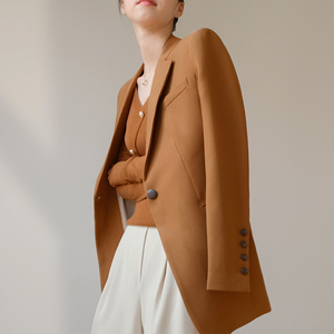 jacoobs土棕色西装外套女秋季百搭时尚简约大气小众复古西服上衣