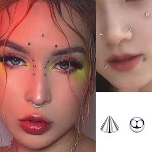 假唇钉贴不打孔唇钉无洞个性欧美眉钉鼻钉贴唇环唇钉假无洞恶魔钉