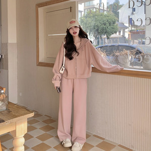 今年流行粉色休闲运动套装女春秋2024新款活泼减龄两件套洋气时尚