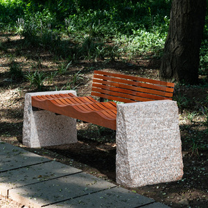 石材户外公园椅室外实木靠背长椅子景区石头坐凳成品景区休息座椅
