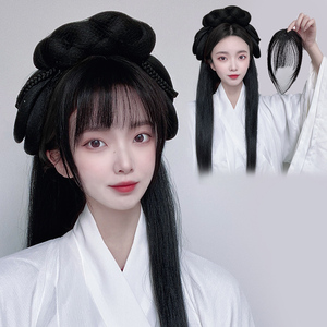 古风空气刘海汉服假发女小千代真发自然前额头顶补发片法式刘海片