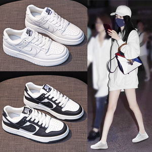 女鞋夏款奥伦鞋平底小白鞋厚底熊猫板鞋休闲空军运动鞋