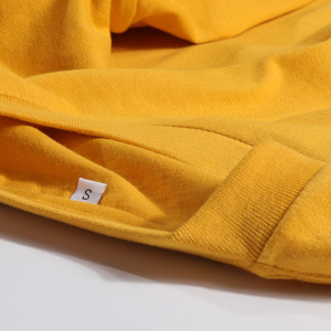 日系重磅姜黄色圆领长袖T恤秋季纯色宽松山芋黄纯棉打底衫男女款