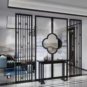 轻奢不锈钢屏风隔断墙镂空雕花酒店花格新中式别墅客厅玄关收银台