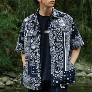 22春夏thenorthface北面ue户外先锋设计男腰果花翻领短袖衬衫7qqz
