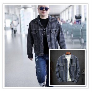 tb640022925441淘宝岳云鹏同款外套春秋季男毛边牛仔韩版潮黄色夹克