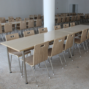 员工食堂桌椅学校公司餐厅工厂饭堂不锈钢连体餐桌椅4人6人8 人位