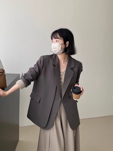 LILY MOST高级感灰色小西装外套女春秋新款版双门襟设计感西服