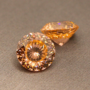 星空切圆形摩根石裸石橙粉色新中式设计感戒指项链未镶嵌戒面宝石