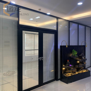 广州玻璃隔断墙办公室高隔断铝合金百叶窗透明双层钢化玻璃间屏风