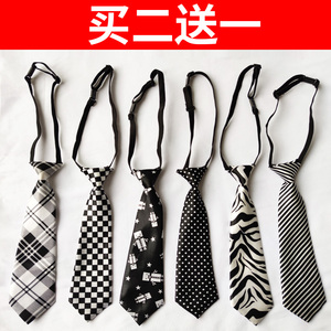 黑白条纹领带买二送一小女短款可爱装饰衬衣学院风斑马纹格子波点