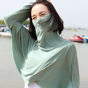 袖子披肩夏季开车骑车莫代尔防晒衣长袖披肩口罩一体遮阳长袖套女