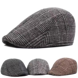 男士爷爷爸爸鸭舌帽老人带的帽子秋冬中老年保暖前进帽毛呢贝雷帽