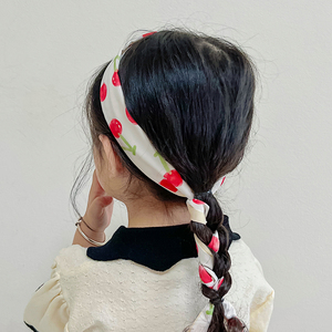 可爱樱桃儿童发带女孩扎头发绑发丝巾长飘带发绳头饰夏季女童发饰